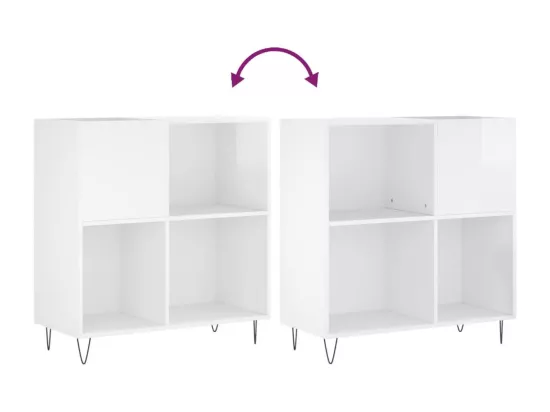 Armoire à disques blanc brillant 84,5x38x89cm bois d'ingénierie
