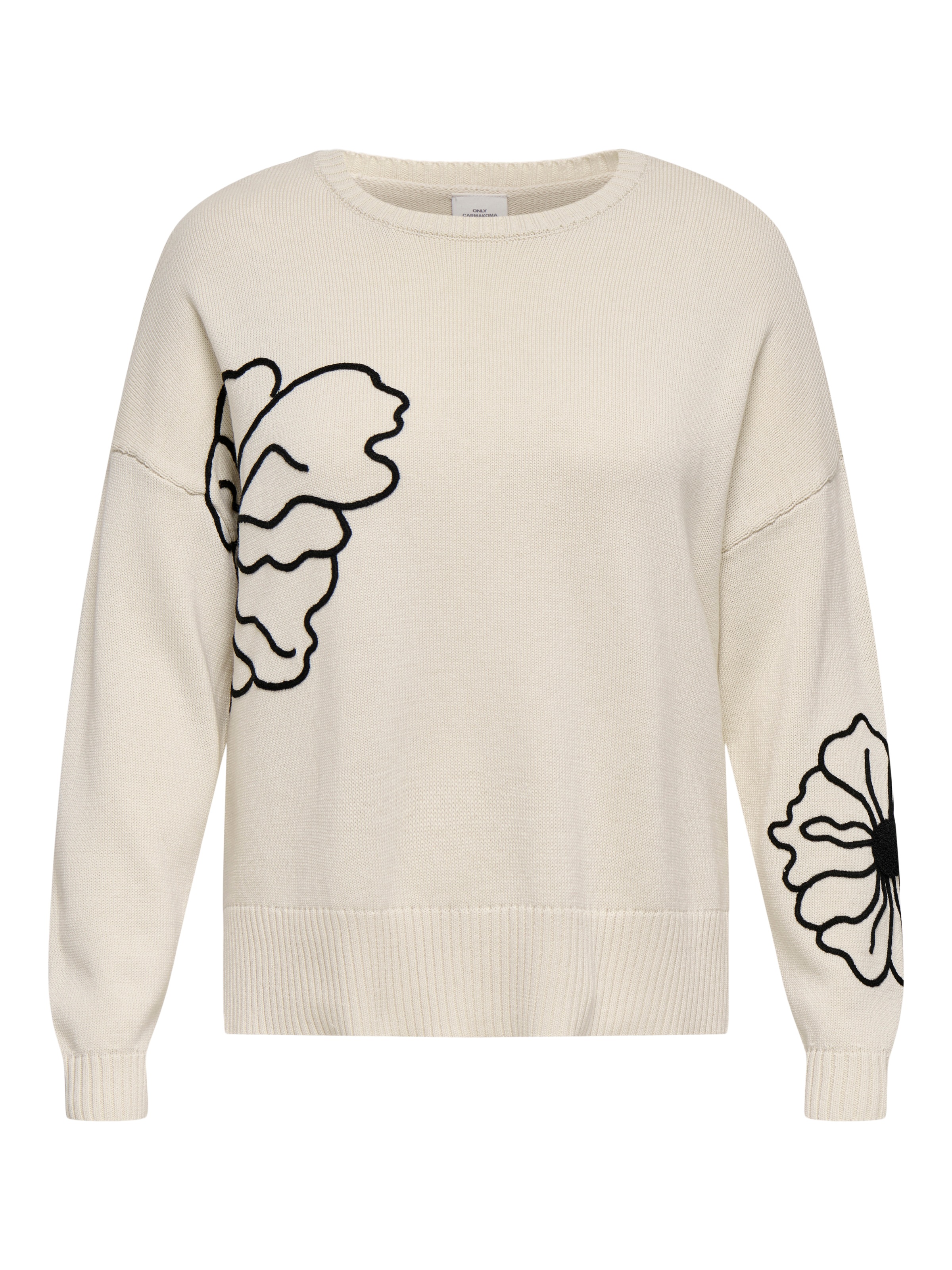 ONLY CARMAKOMA Rundhalspullover »CARPETRA LS FLOWER EMB O-NECK CC KNT«