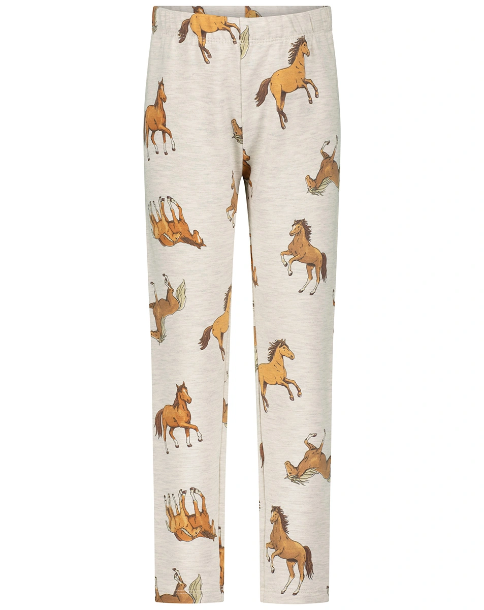 Leggings HORSE WORLD - HORSES AOP in oatmeal melange