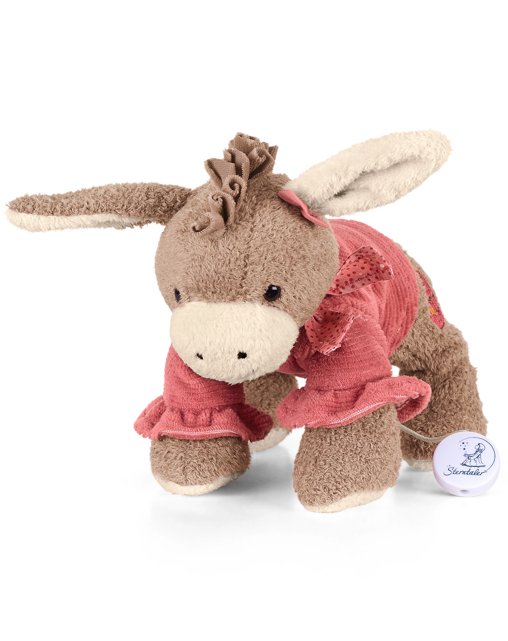 Spieluhr ESEL EMMILY (17 cm) in hellrot/hellbraun