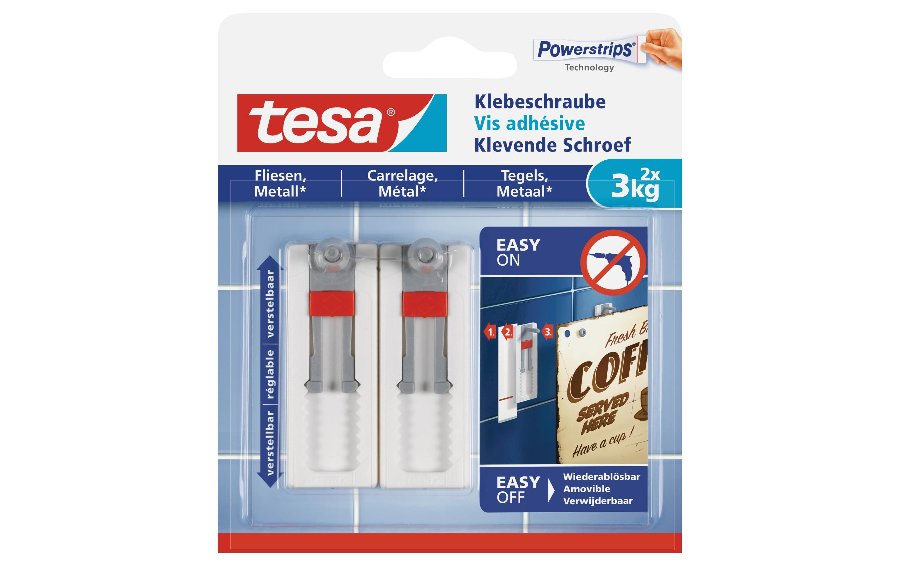 Klebeschraube 3 kg für Fliesen + Metall, verstellbar2 Stück