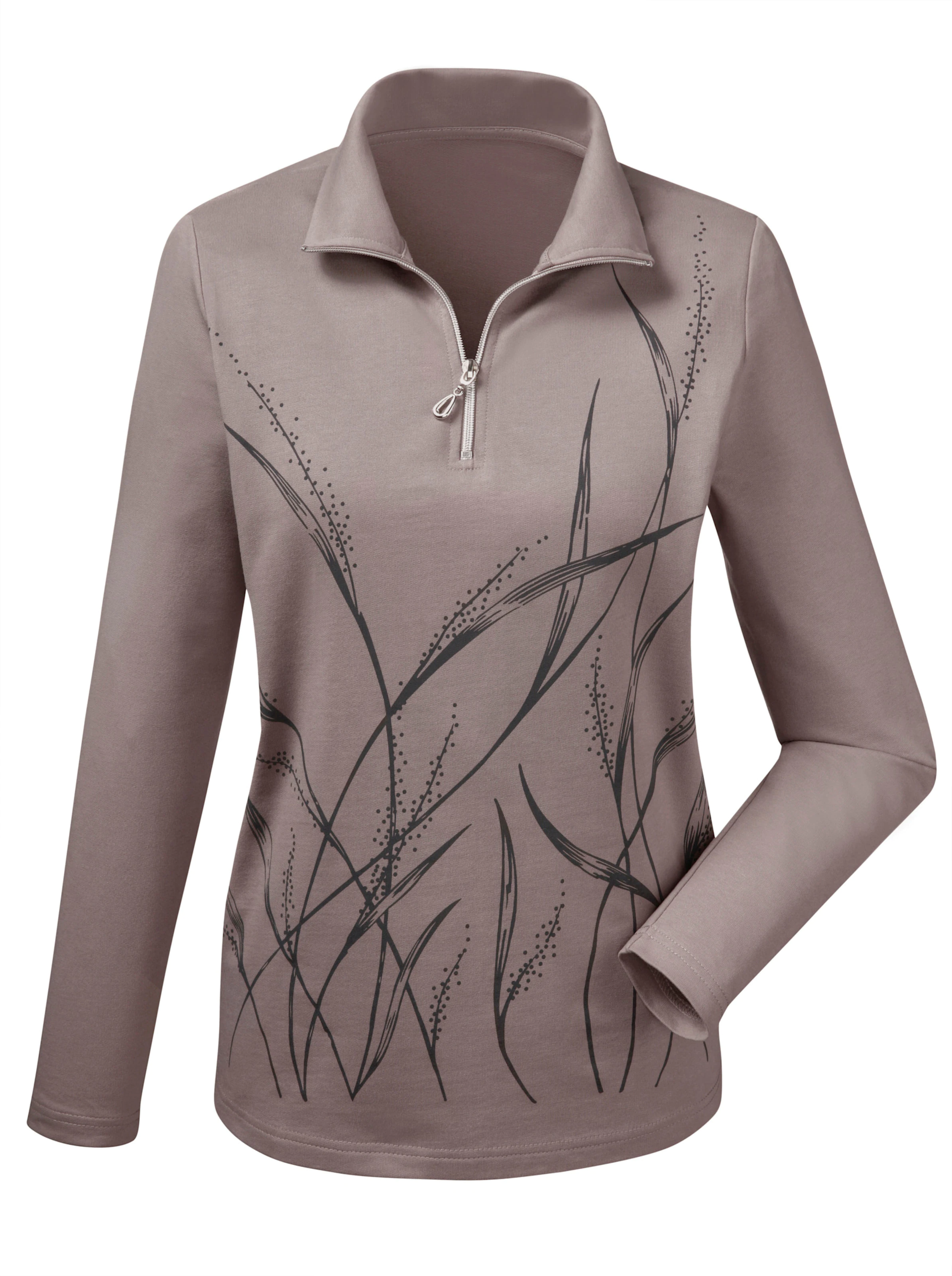 Sweatshirt in taupe-gemustert