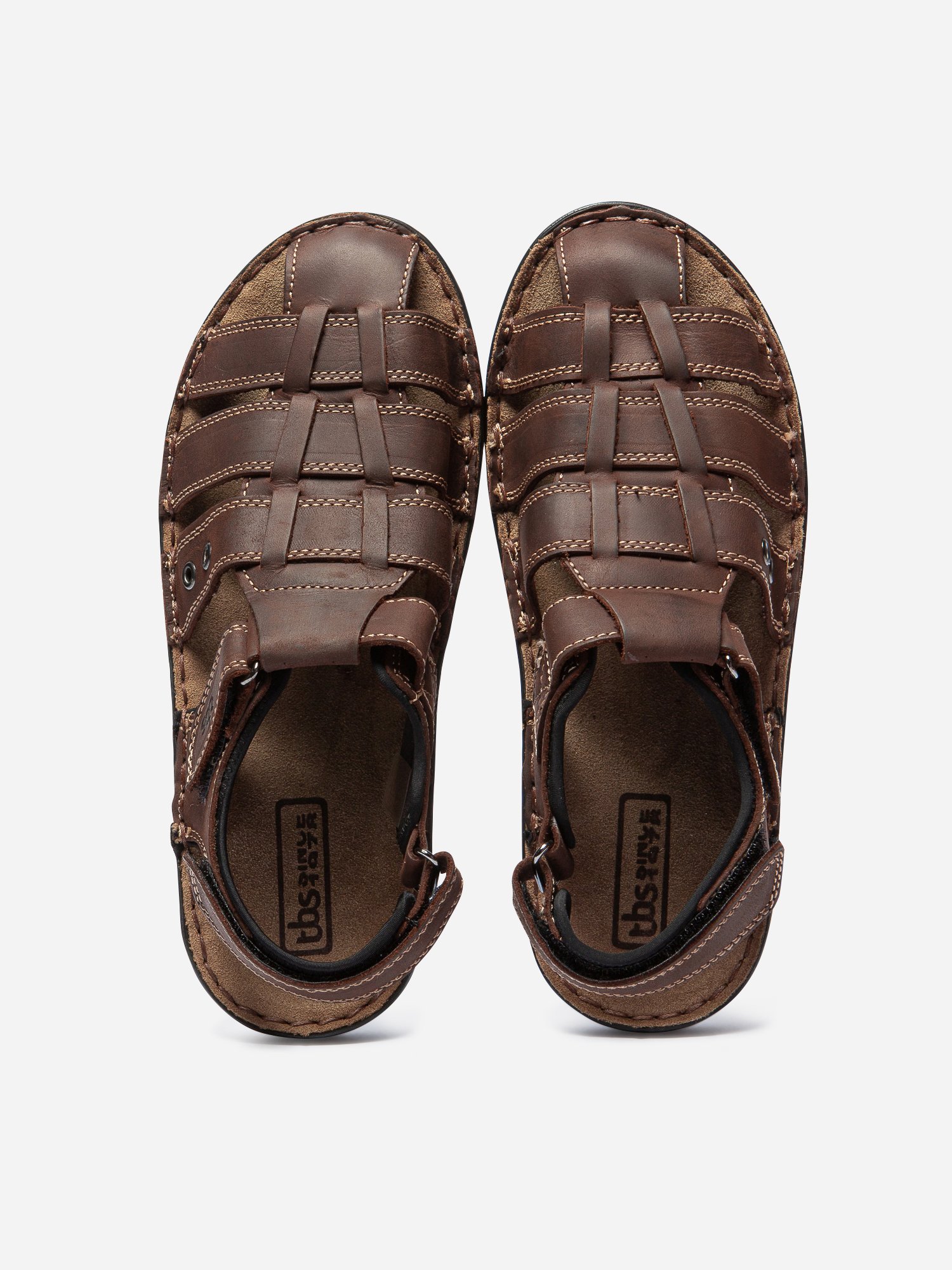 Sandales Homme Dessus Cuir Marron