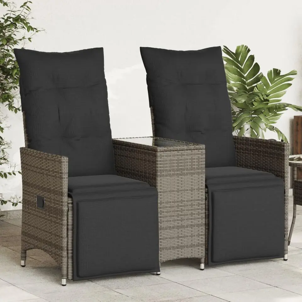 vidaXL - Tuinbank - Grijs - Poly rattan