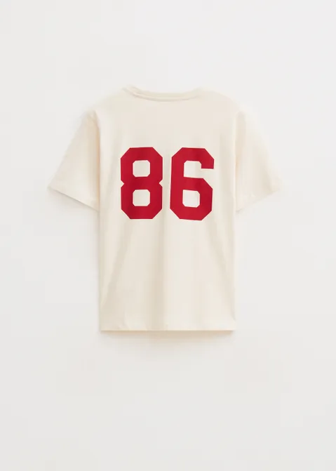 T-shirt met print nummer off-white (ECRU)