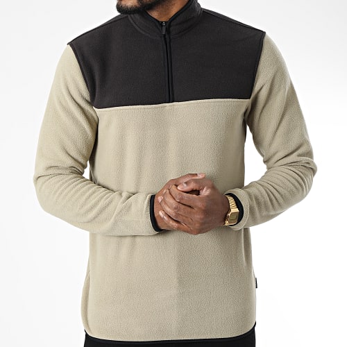 Sweat Col Zippé Polaire Nikolai Beige Gris Anthracite