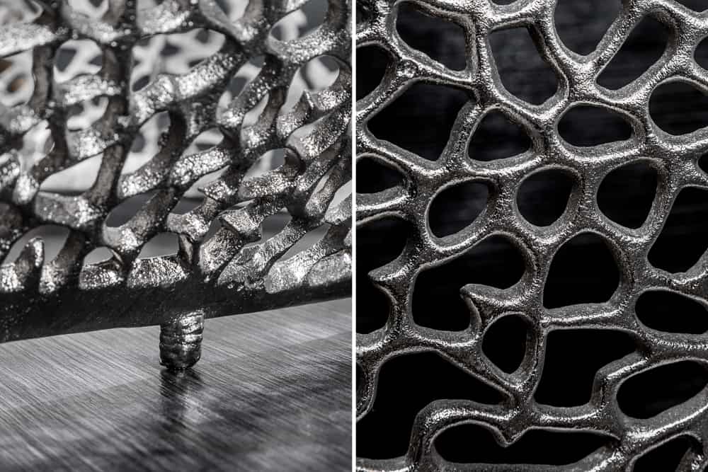 Filigraner Design Couchtisch ABSTRACT LEAF 130cm silber Handarbeit