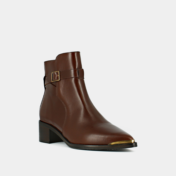 Boots à bouts pointus  en cuir marron