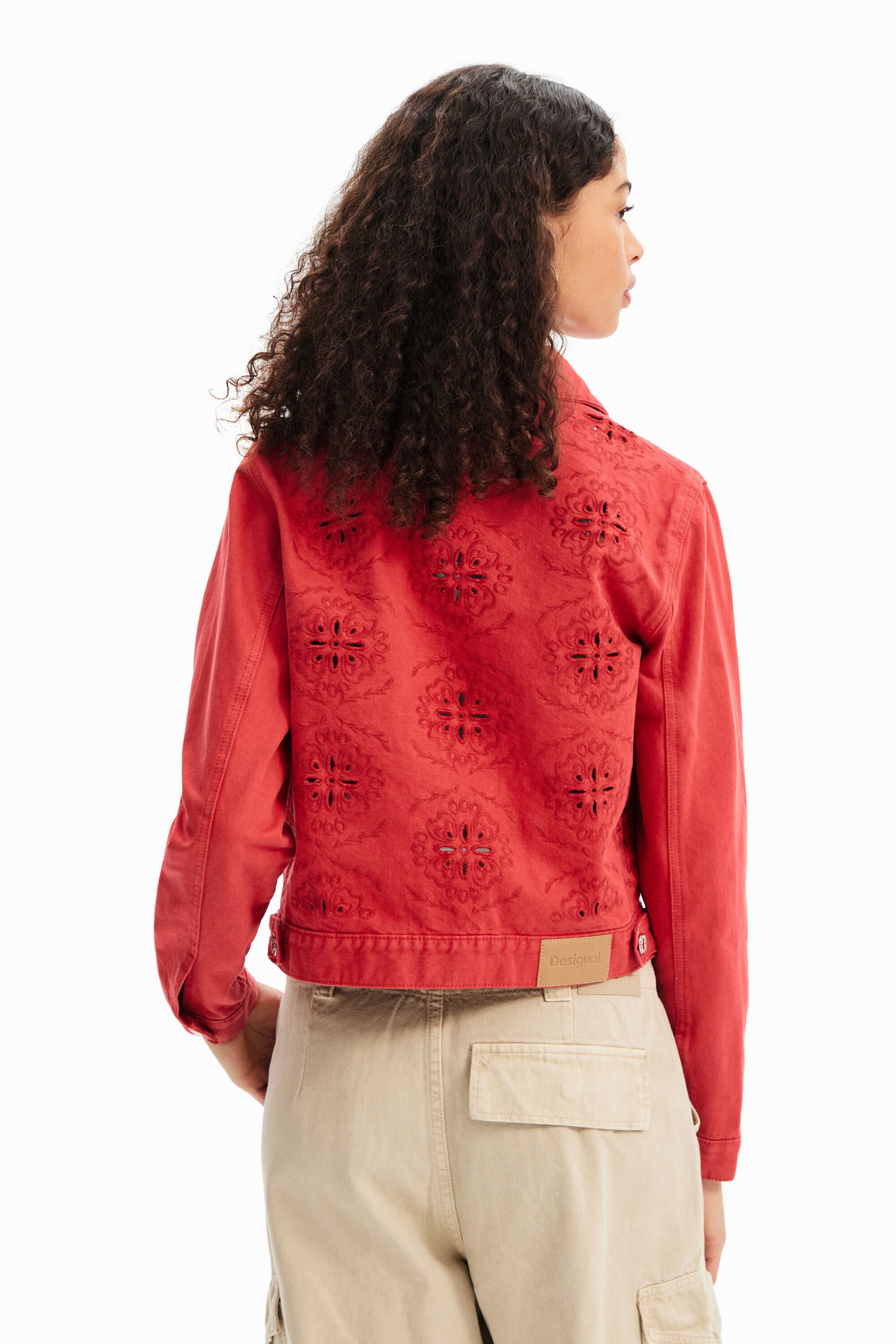 Veste jean ajourée