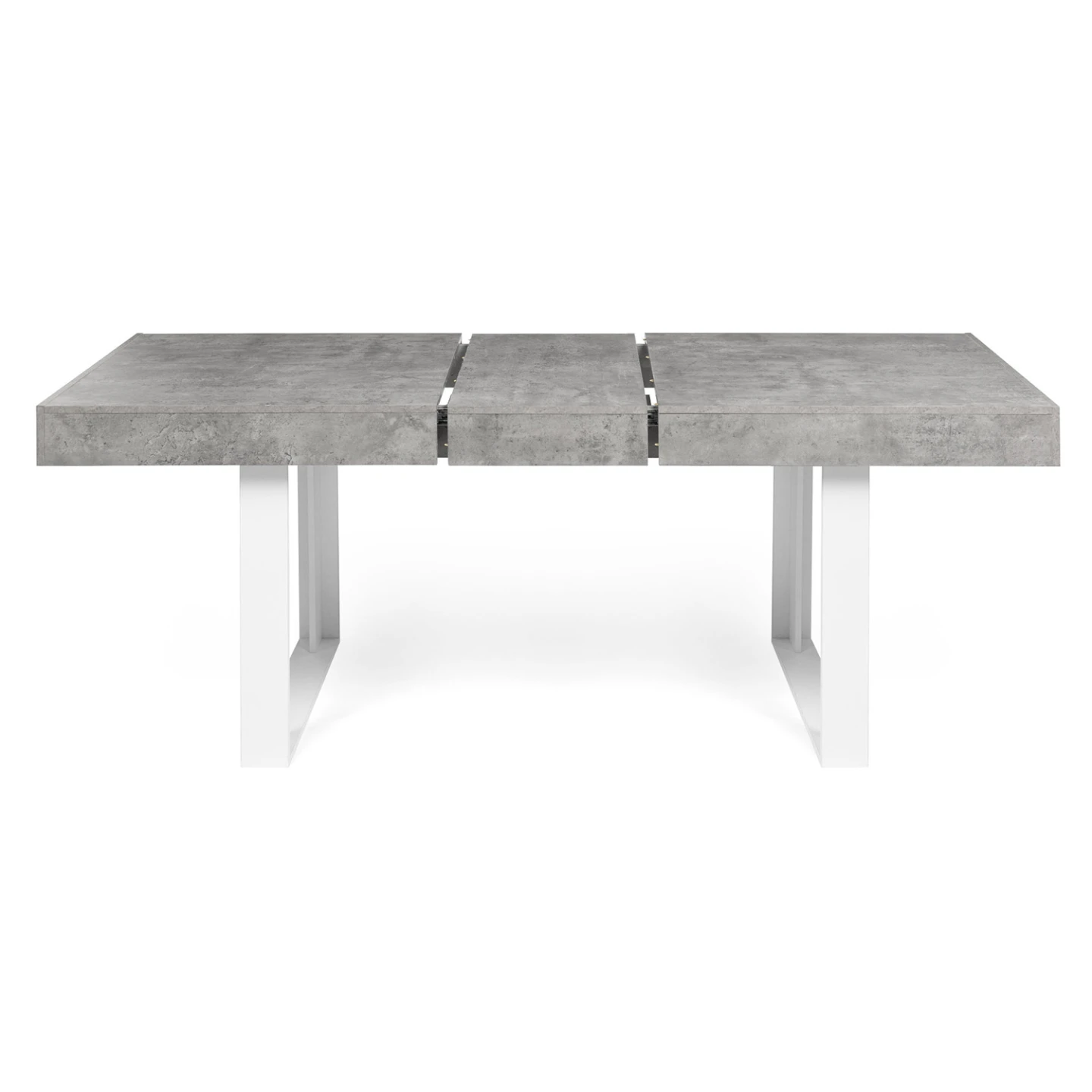 Table à manger extensible rectangle OREGON avec rangement 4-8 personnes effet béton et blanc 160-200 cm
