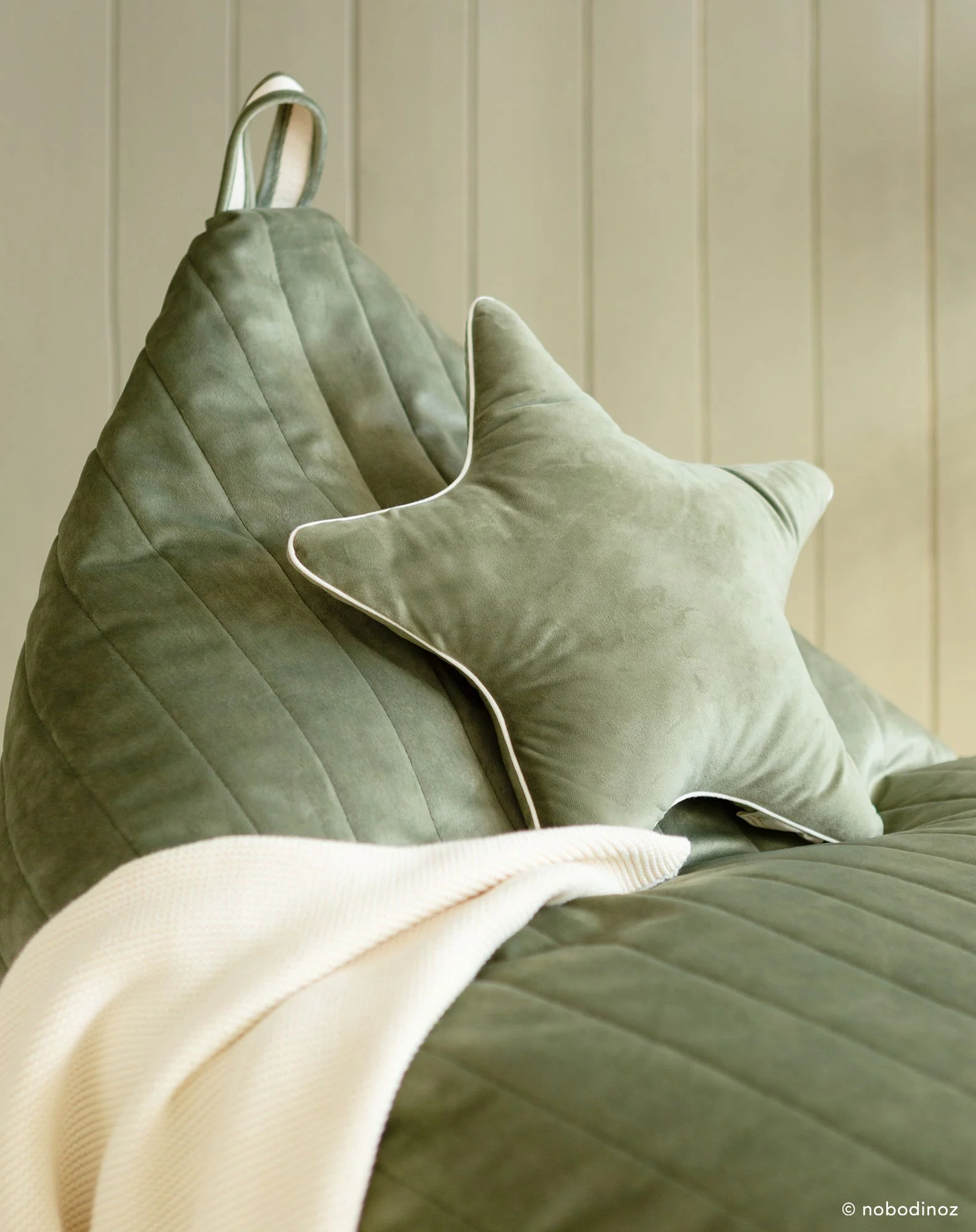 Pouf essaouira - taille enfant - eco-velours | Vert