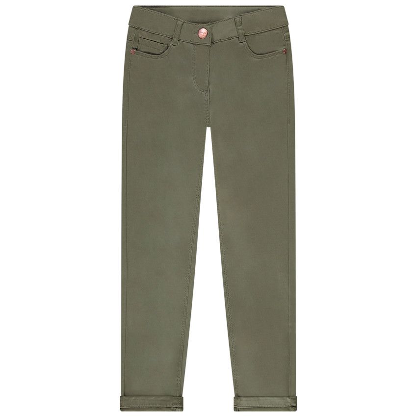 Pantalon slim en twill uni pour fille - Vert