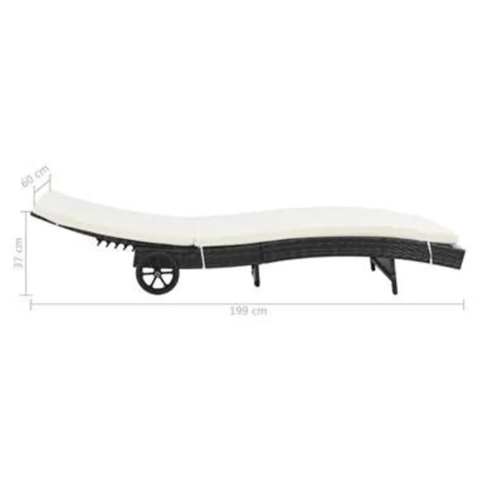 vidaXL - Ligbed - Zwart - Poly rattan