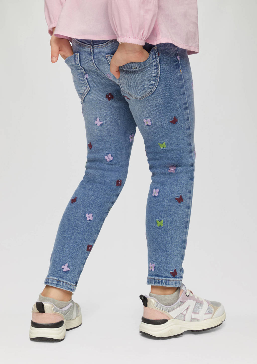 s.Oliver regular fit jeans met all over print en borduursels blauw