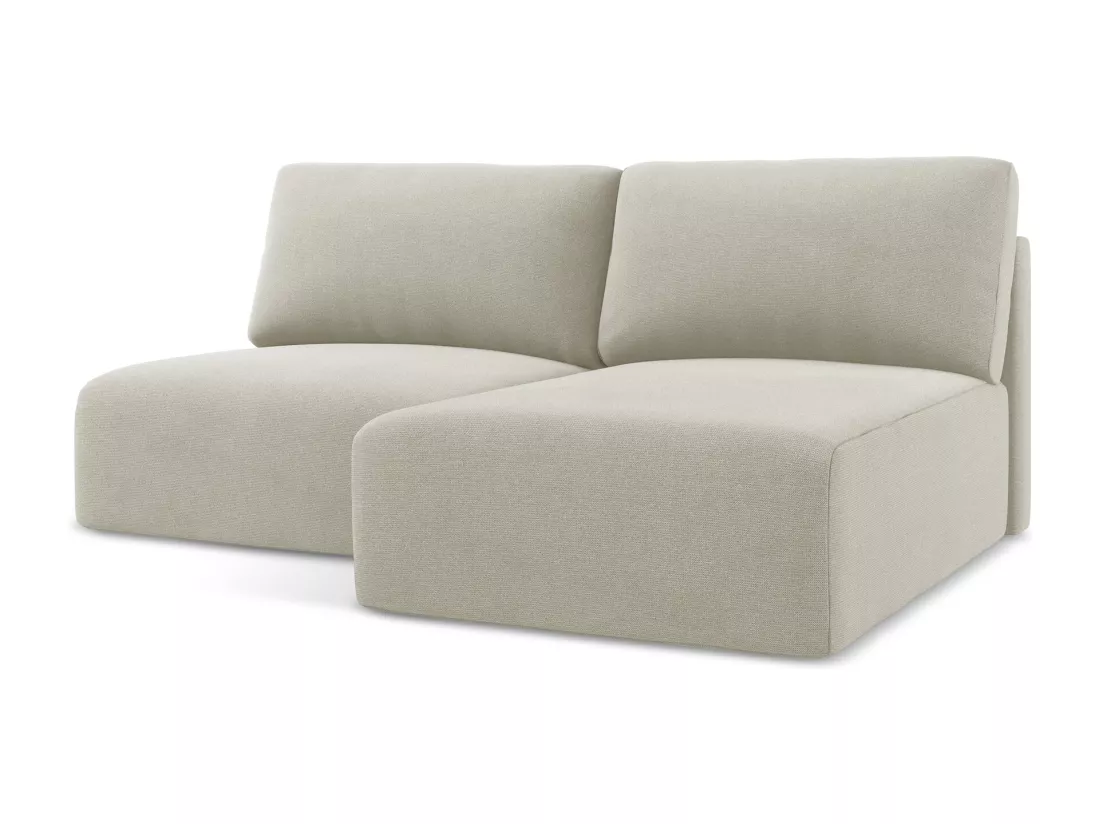 Canapé d’angle 3 places droit sans accoudoir convertible en Strukturstoff - beige clair - KONA