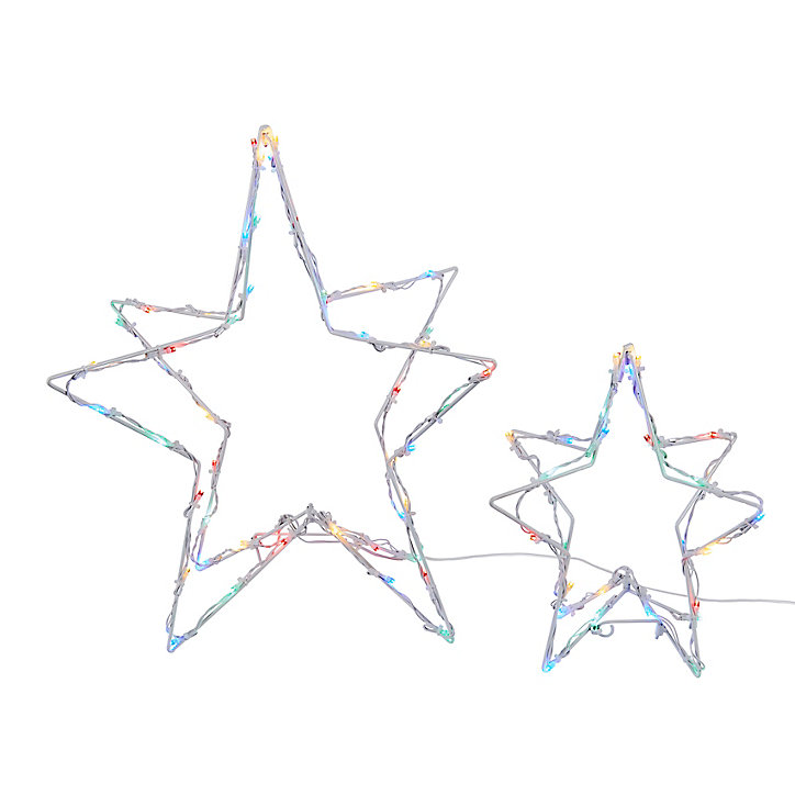 Etoile de noël lumineuse pliante multicolore pour intérieur/extérieur, lot de 2