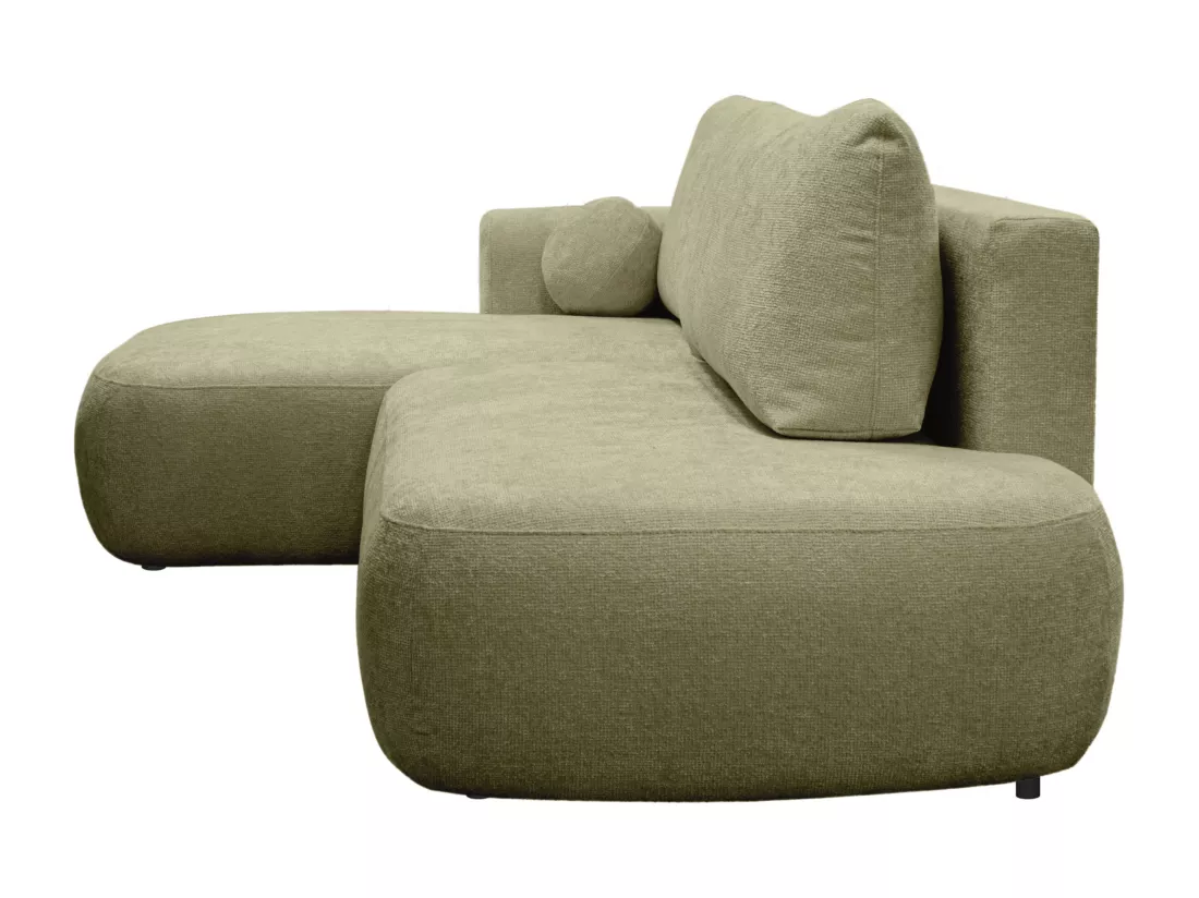 Canapé d'angle gauche convertible en tissu texturé vert kaki BROCARO de Maison Céphy