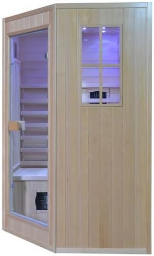 Bagno Italia Sauna 125 x 110 cm Infrarot und Finnisch kombiniert 6 Farblichttherapie Funkstrahler I1
