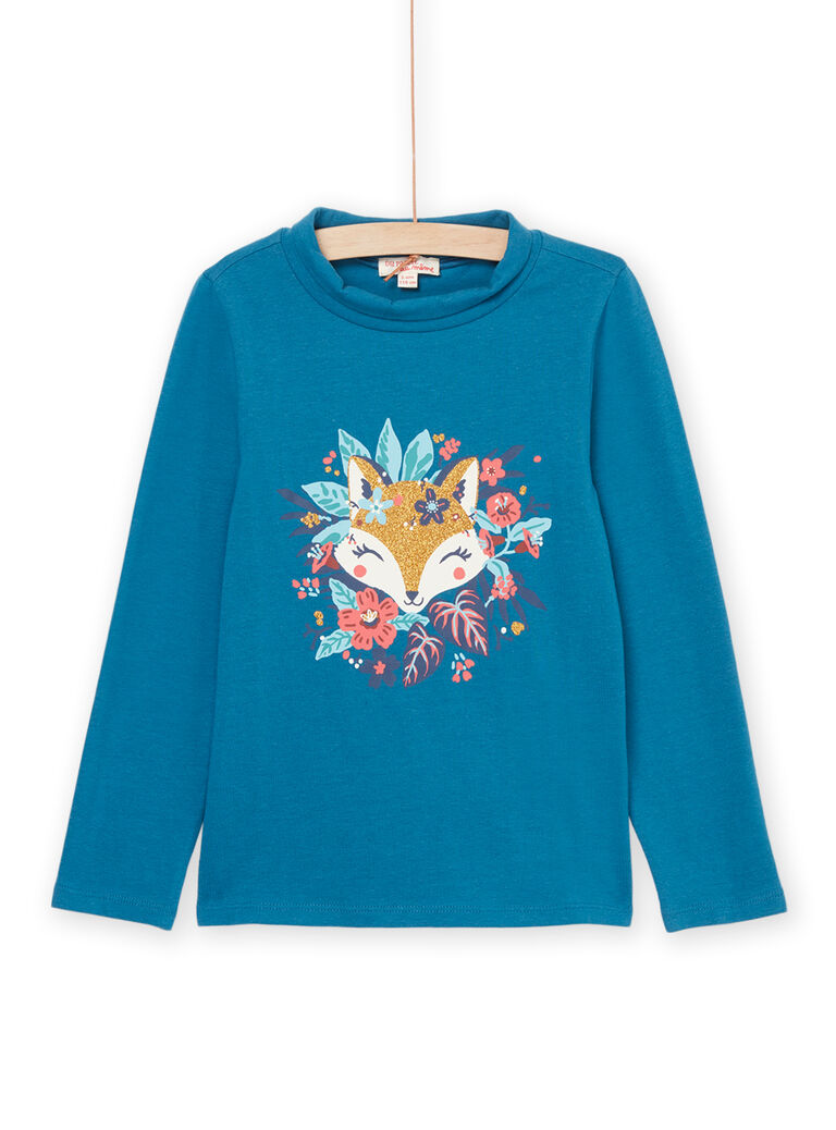 Sous-pull à animation renard et fleurs