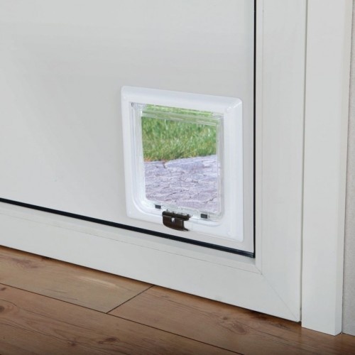 Porta para gatos branca com fecho magnético