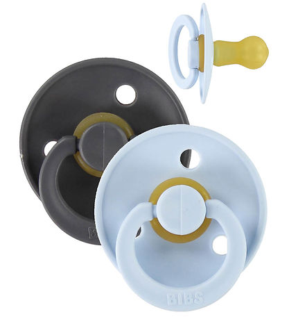 BIBS Colour Schnuller - Gr. 3 - 2er-Pack - Rund - Iron/Baby Blue