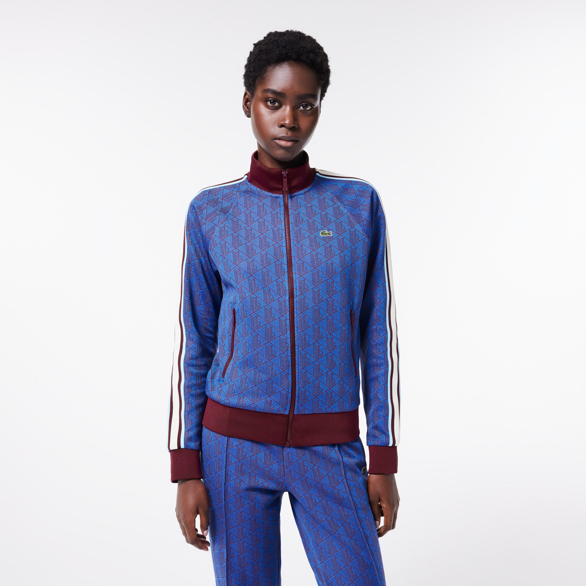 Sweatshirt zippé Paris col montant jacquard monogramme Sweatshirts - Bleu - Lacoste - Femme