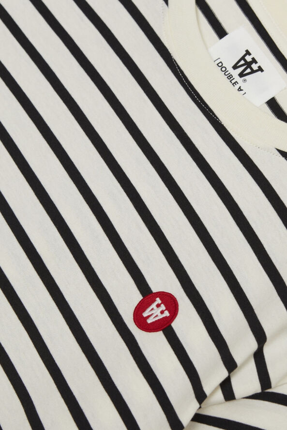Wood Wood Ace badge T-shirt Off-white/black stripes