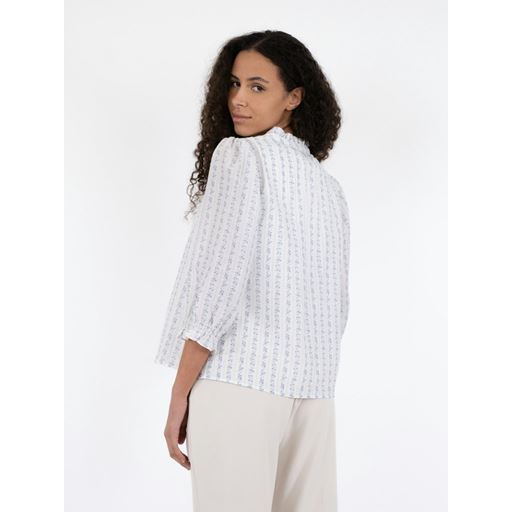 Neo Noir Carlie Flower Stripe Bluse, Blue, 36