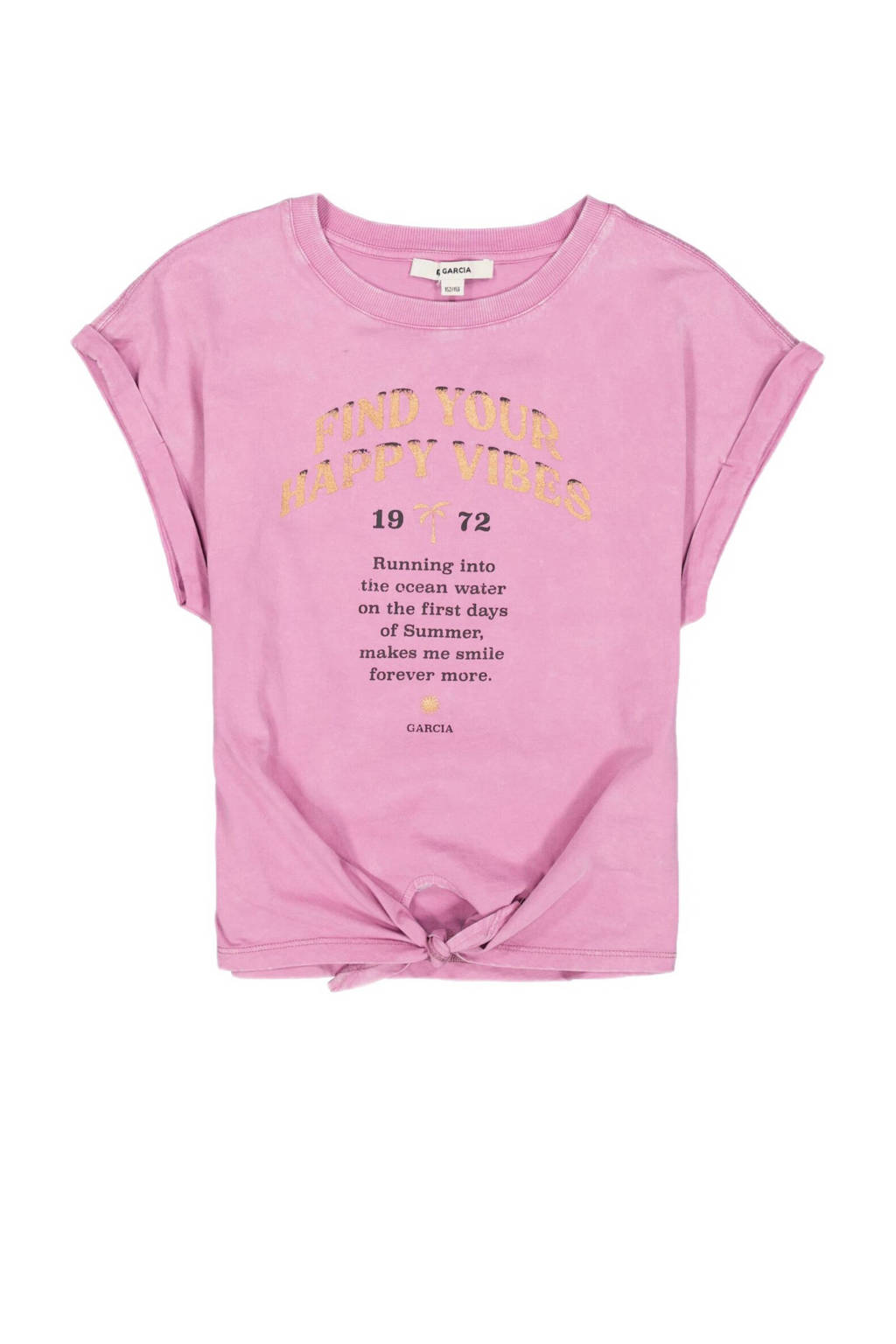 Garcia T-shirt met printopdruk roze