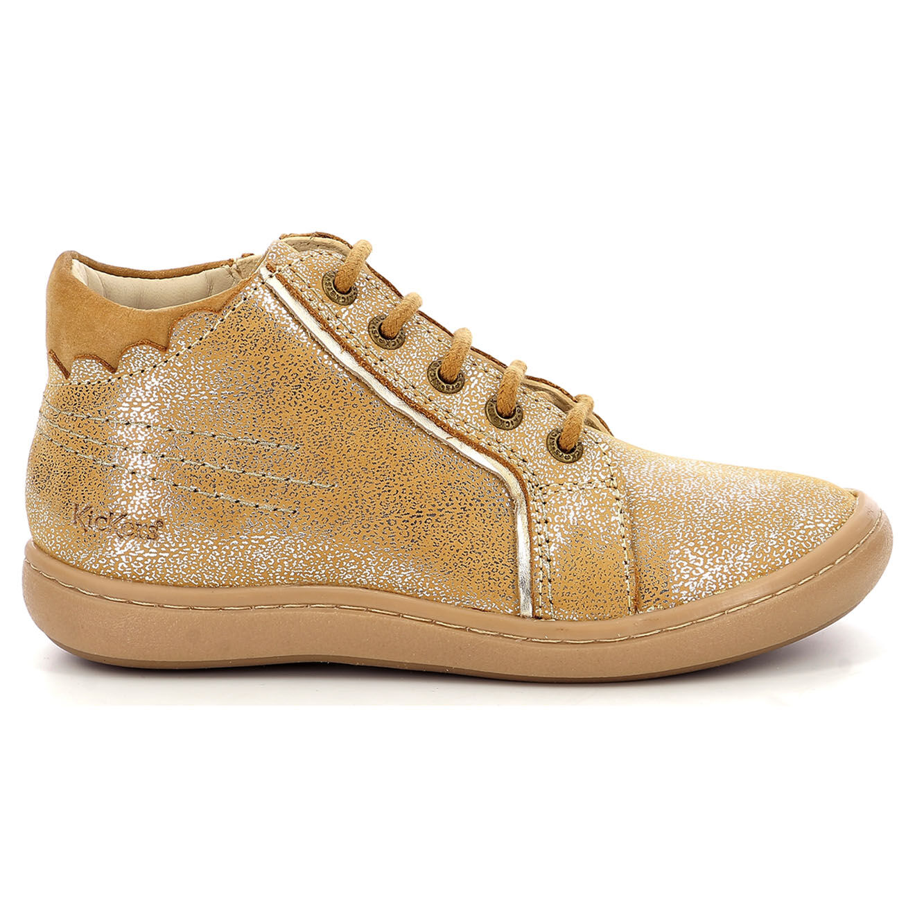 Kickers Bottillons en Cuir Kickpinns beige métallisé