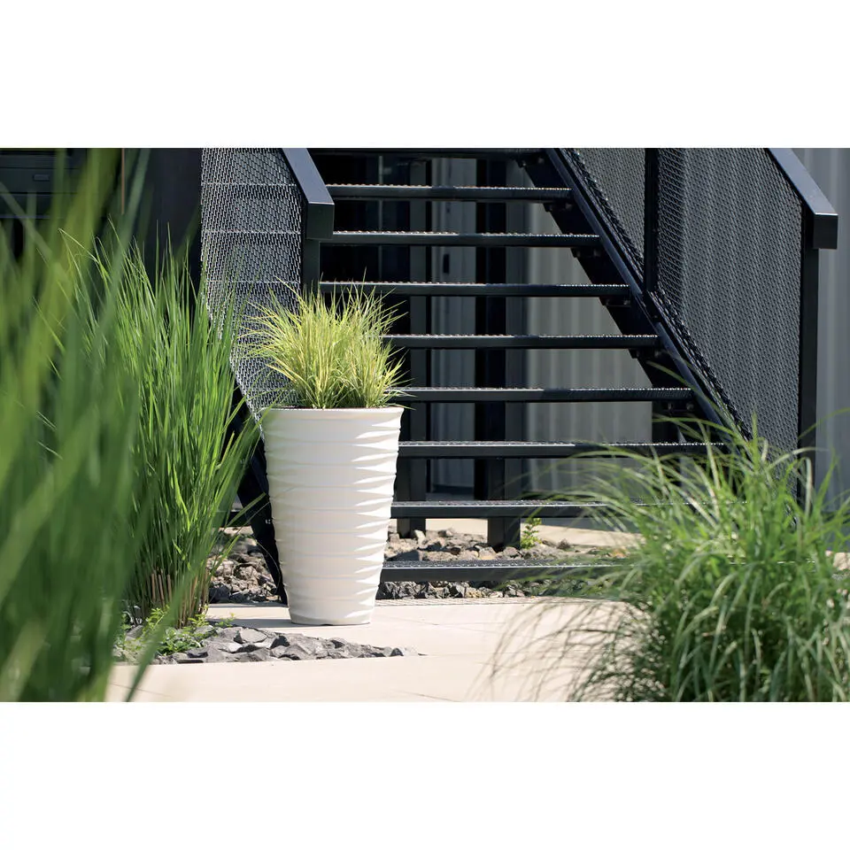 Prosperplast Plantenpot Design Waves - kunststof - wit - D38 cm