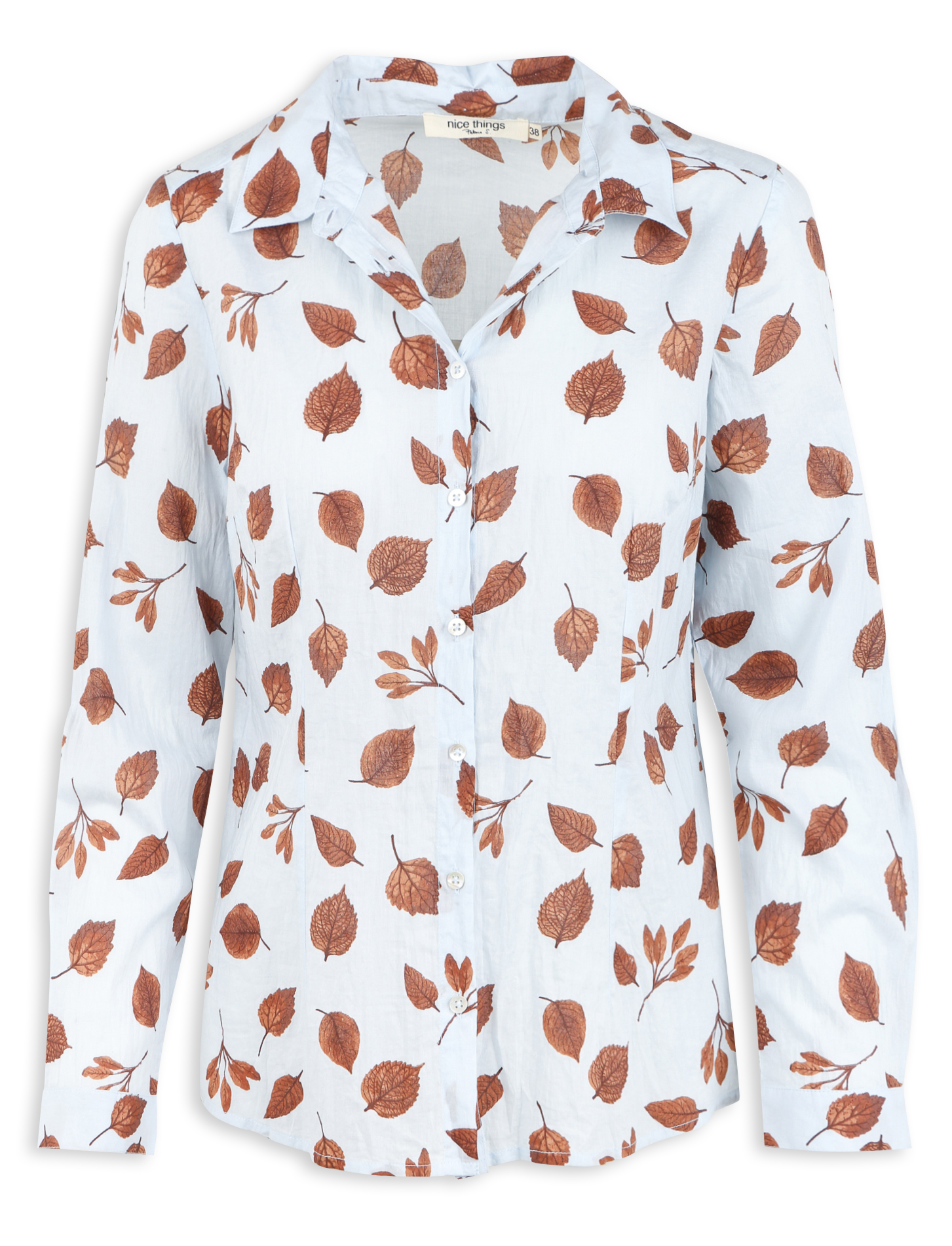 Chemise cintrée col classique en coton | Bleu