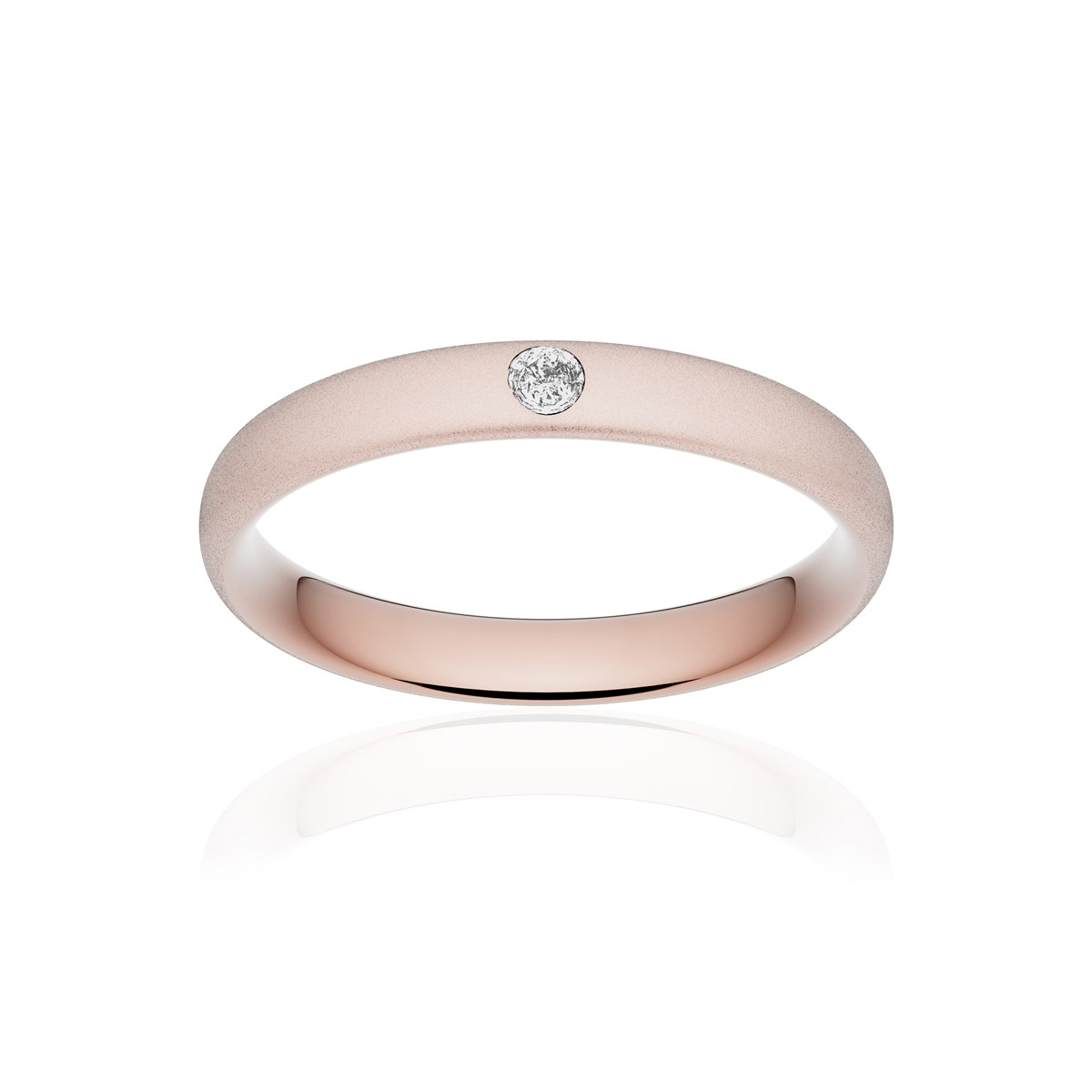Alliance or 375 rose sablé ruban confort 3,5mm diamant brillant