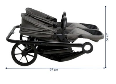 Beemoo Pro Twin 2 Søskenvogn, Mocha Grey