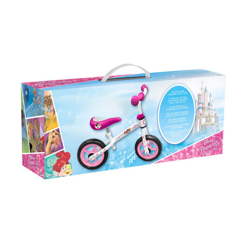 Bicicleta de equilíbrio Disney Princess de 25 cm para crianças de 2 a 4 anos.