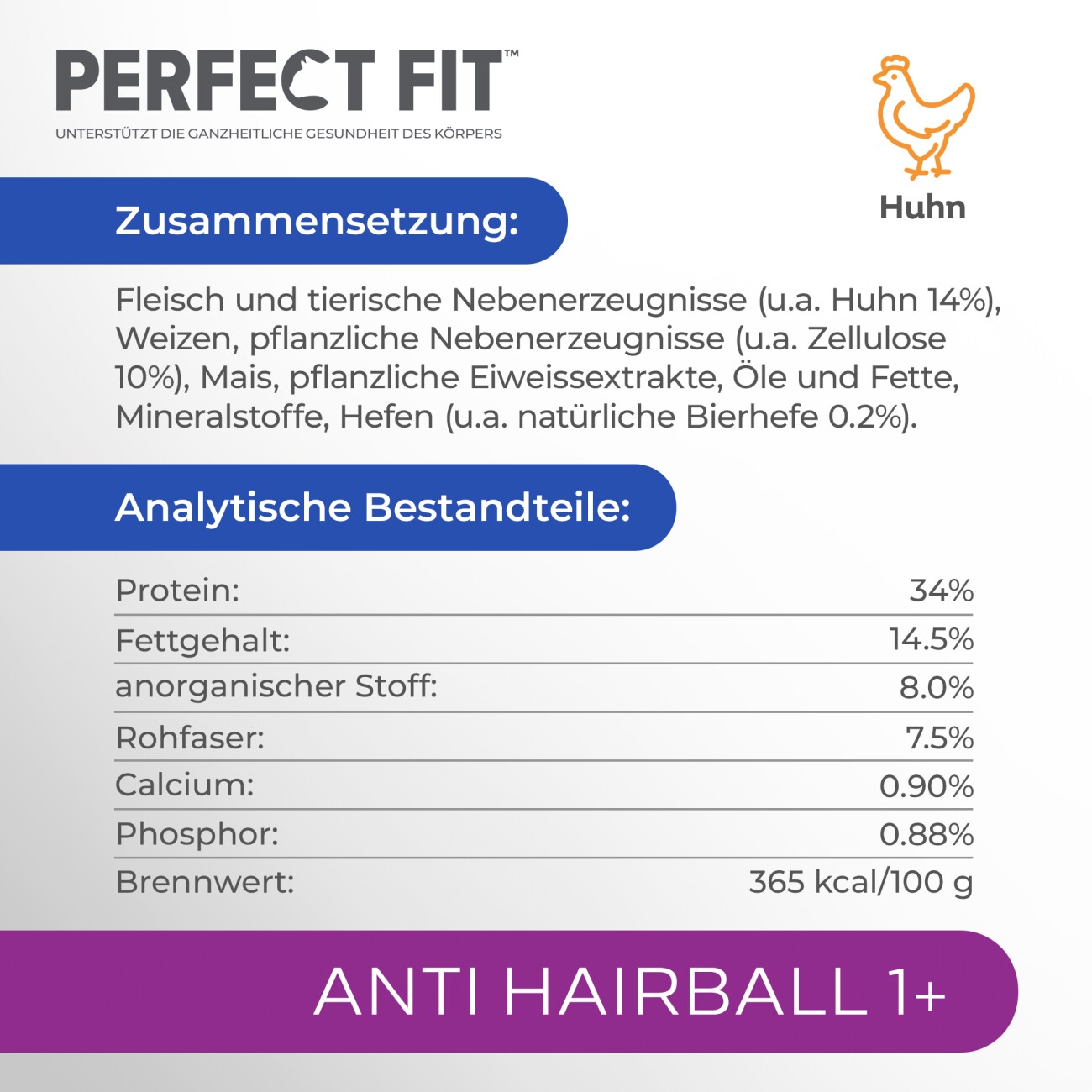 PERFECT FIT Anti-Hairball 1+ mit Huhn 1,4 kg