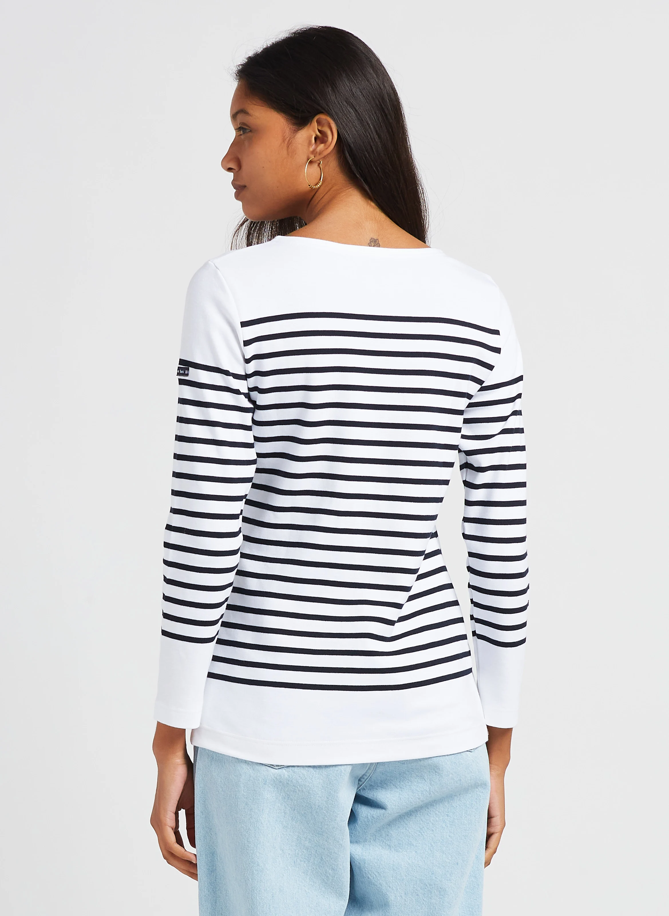 Marinière col bateau en jersey | Blanc