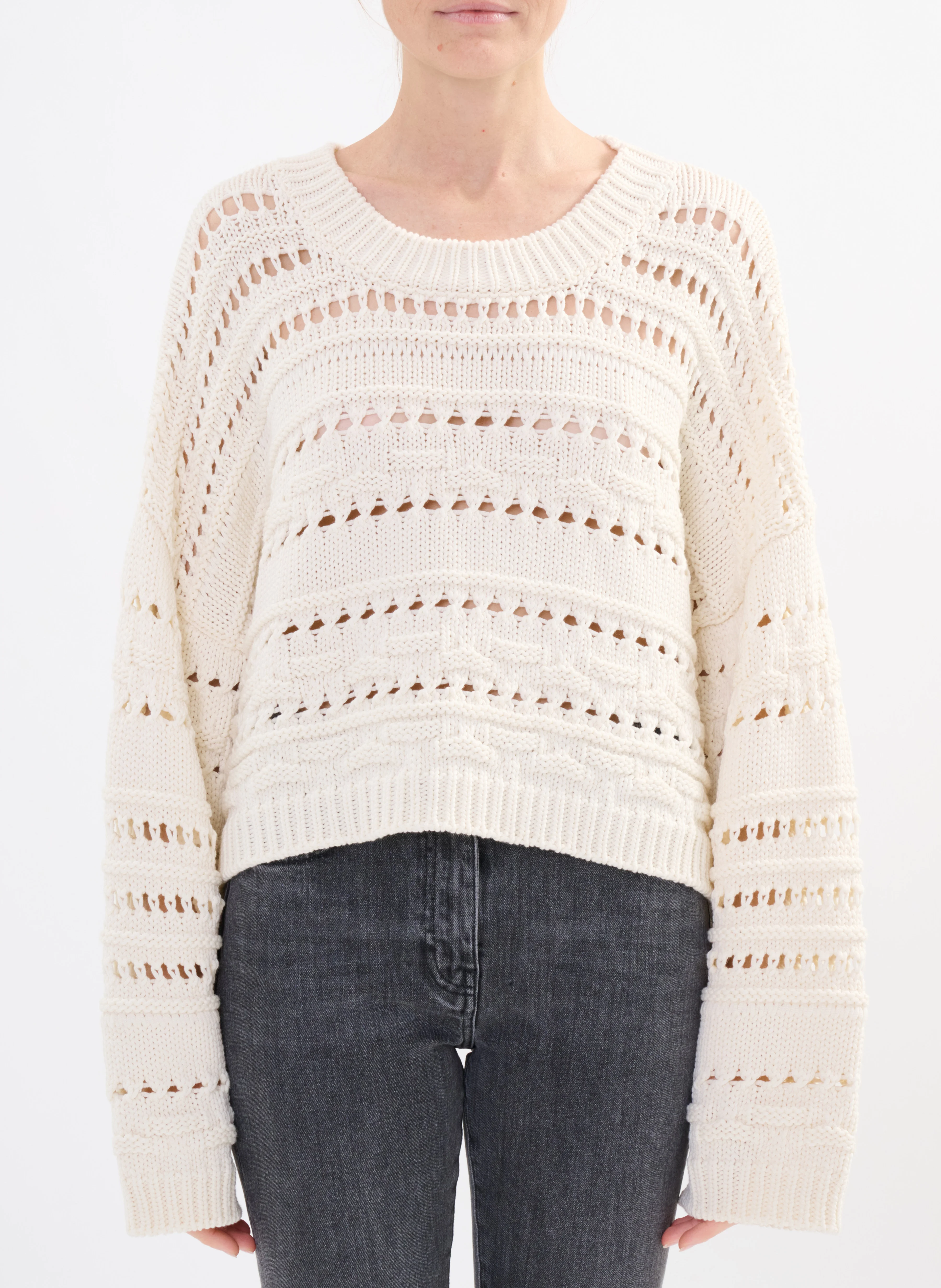 ROSEE - Pull col rond en coton mélangé | Beige