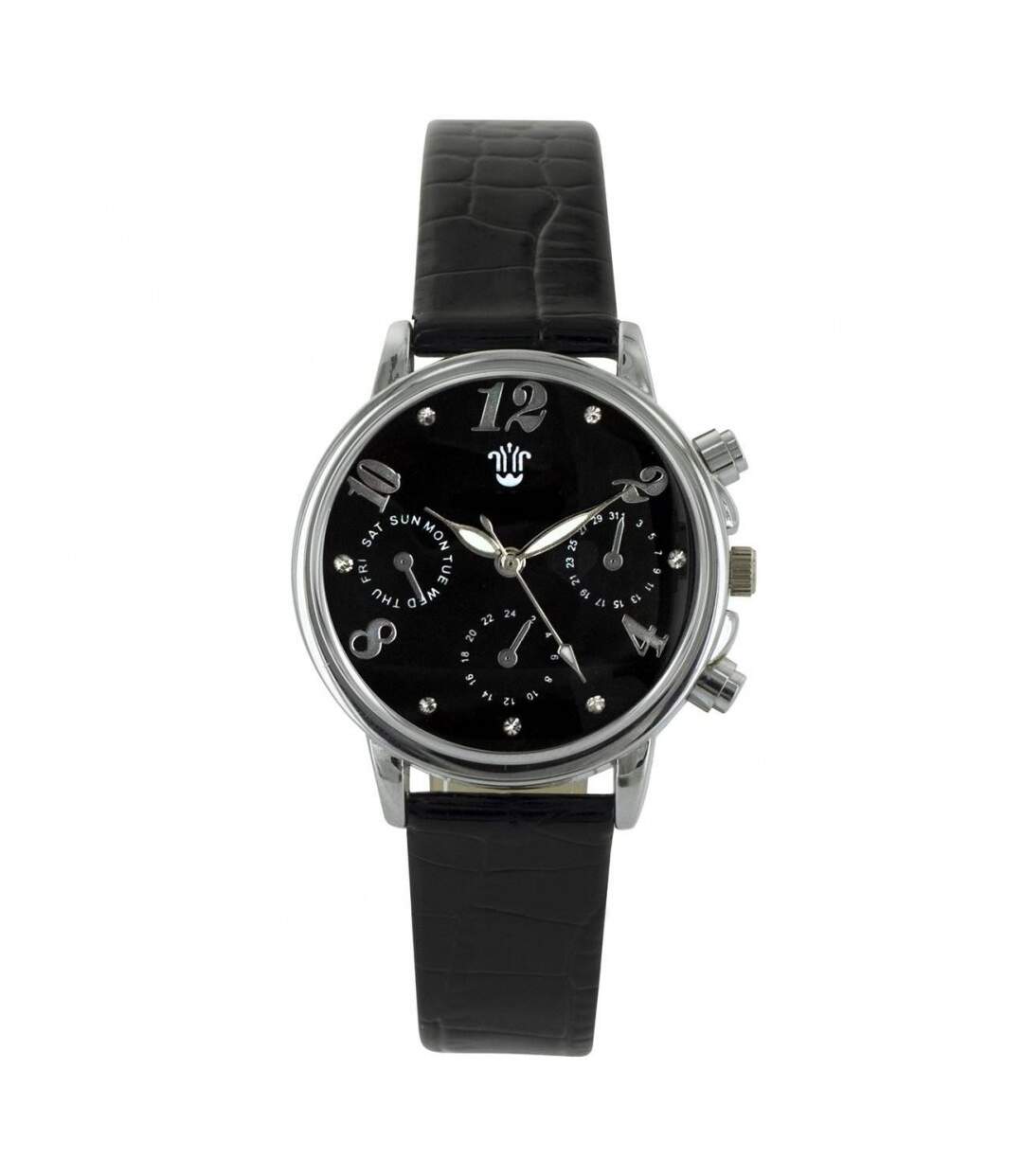 Montre Femme Noir Strass Style Chrono BELLOS 1256