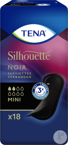 Tena Silhouette Liner Coussinets Mini Noir 18 Pièces