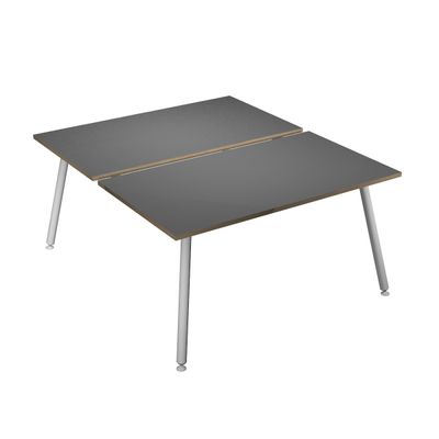 Bureau Bench LEONARDO - L140 x H74 x P168 - Pieds métal blancs - Anthracite chants chêne