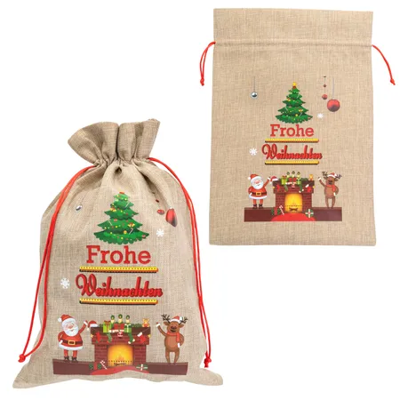 Idena Jutesack maxi Motiv Tannenbaum und Kamin, ca. 49x63cm