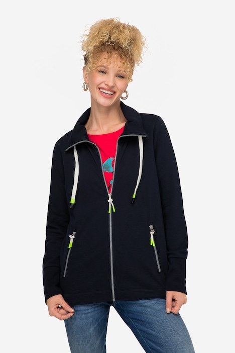 Sweatjacke, Stehkragen, Zipper, Langarm