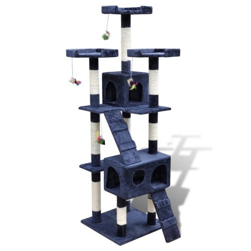 Arranhador e 2 casinhas para gatos, azuis