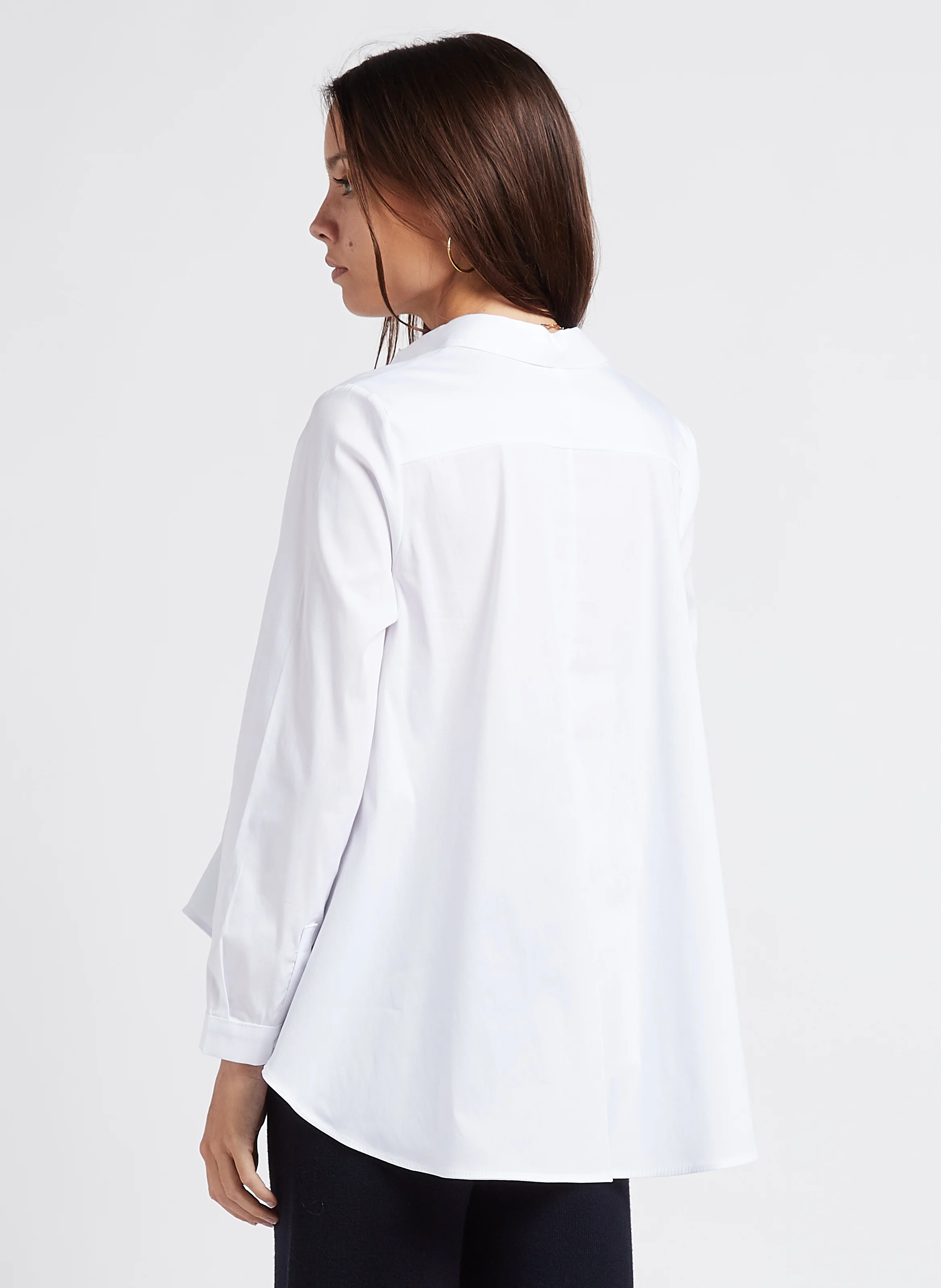 Chemise ample à col classique en coton mélangé | Blanc