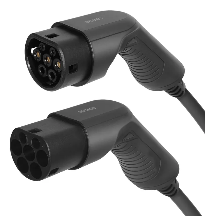 DELTACO e-Charge ladekabel til elbil type 2 stik - 32A - Optil 22 kW - 5 meter