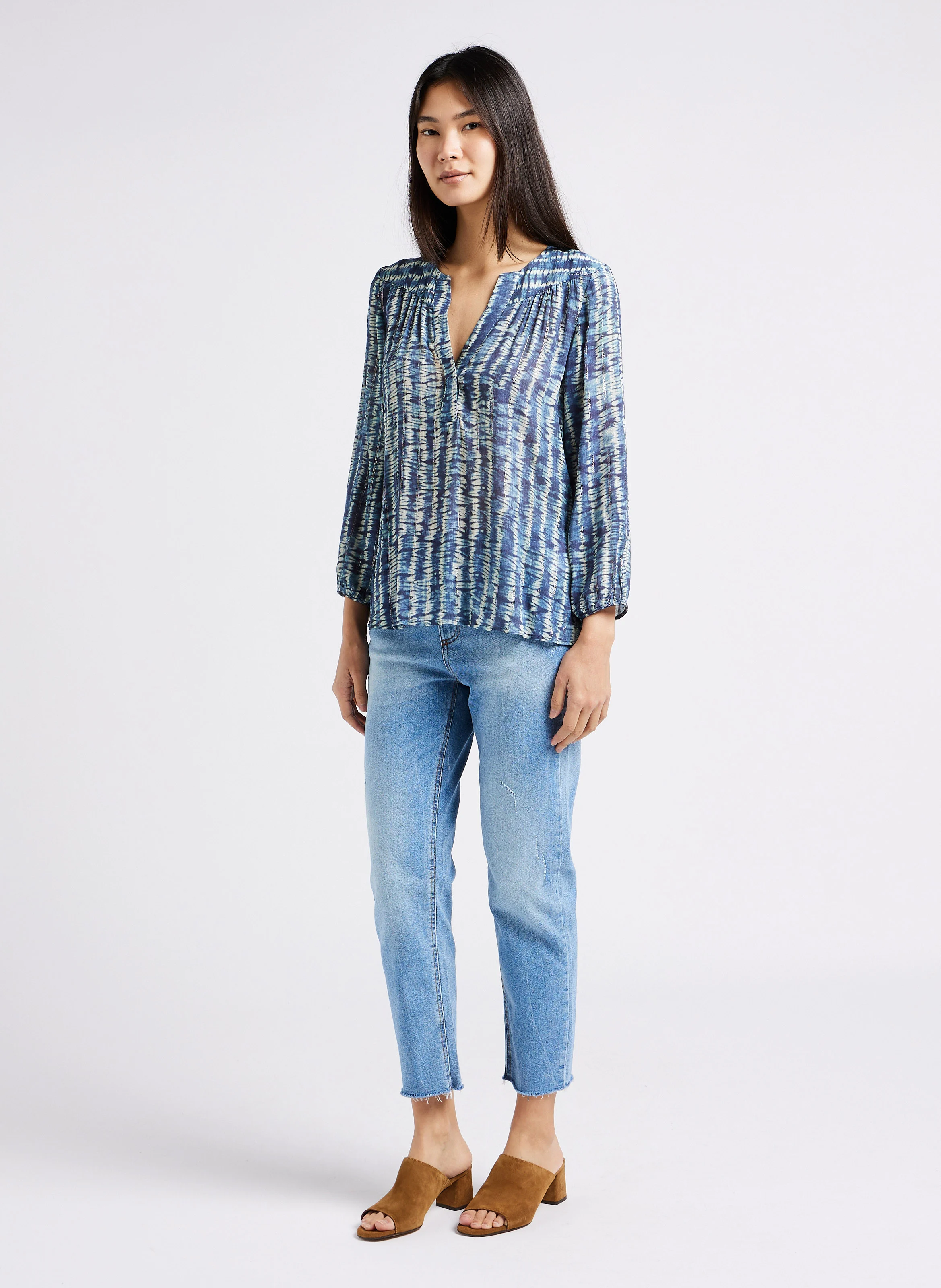 HORIZON 55 - Mules talons mi-hauts en cuir velours | Marron