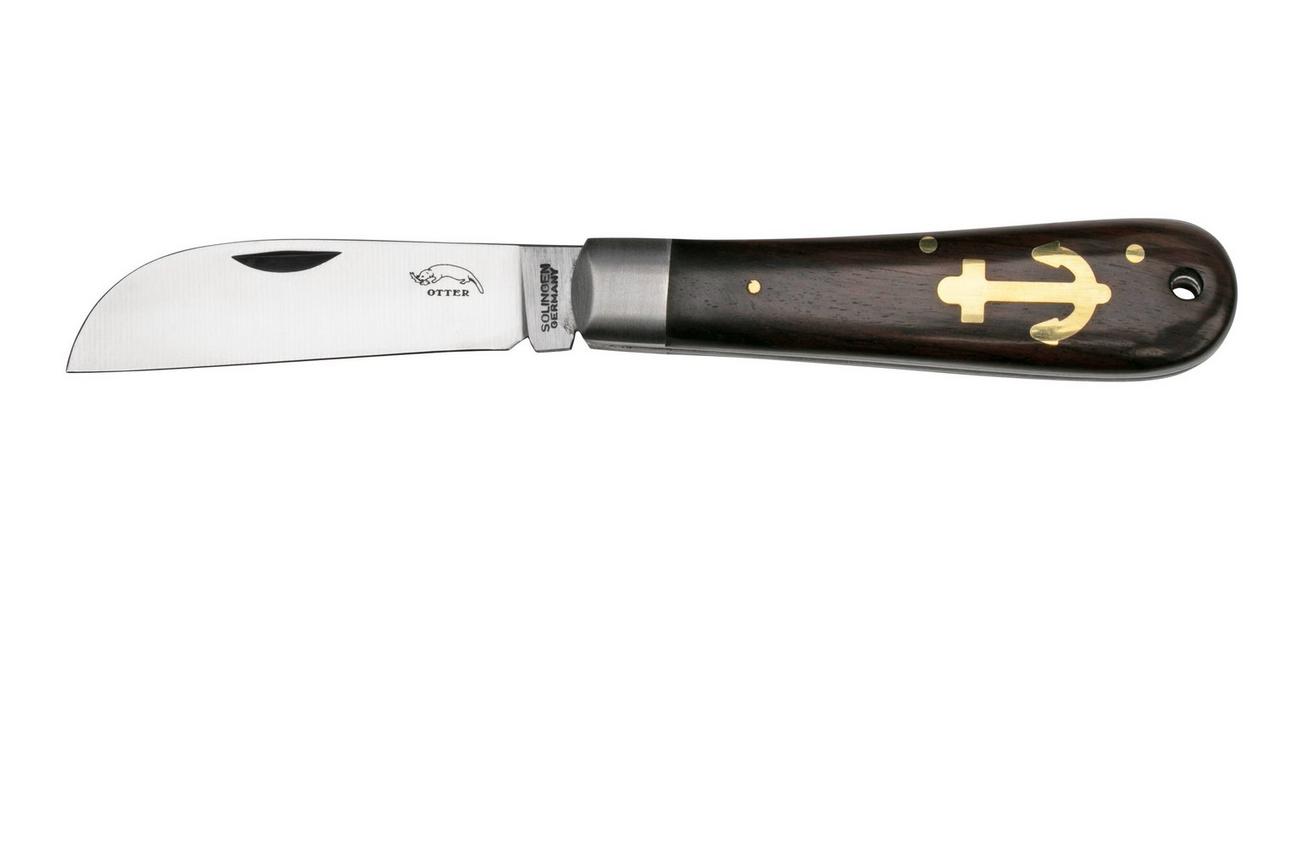 Otter Anchor Knife 174 m.L. Small Carbon, Grenadilla, Brass Anchor, zakmes