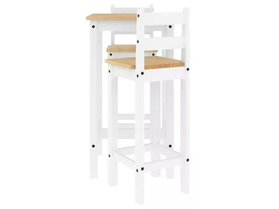 Ensemble de bar 3 pcs Blanc Bois de pin massif
