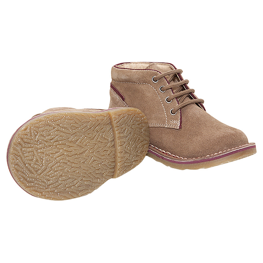 Bottillons en cuir suédé à lacets